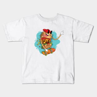 Cool hamburger riding a skateboard Kids T-Shirt